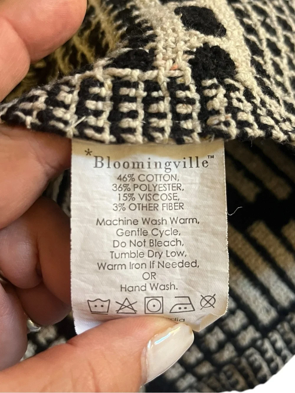 Bloomingville black and beige woven cotton blend throw Geometric size 50x60